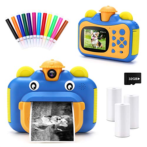 즉석카메라 폴라로이드 INKPOT 즉석 프린트 카메라 for Kids,Zero Ink 1080p Video Kids Digital 12MP Selfie 카메라 for Girls Boys,Birthday Gift Ph-550391