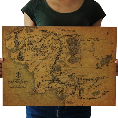 빈티지 레트로 영화 포스터 반지의 제왕 호빗 지도 흙세계 보물도 581432 인테리어포스터