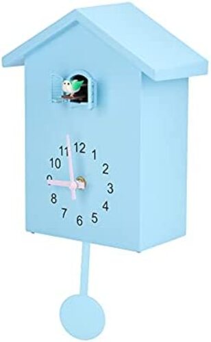 모던 벽시계 독일 HERCHR 현대 뻐꾸기 시계 파란색 벽시계 작은새 시간 홈 장식