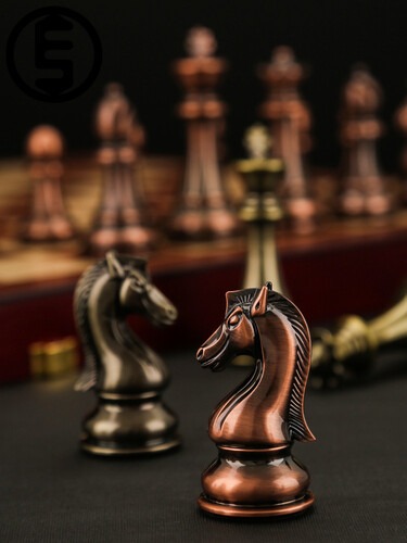 에스소니오 체스 프리미엄 세트 빈티지 메탈 구리알 고급 chess