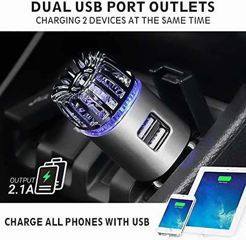 자동차 차량 공기청정기 미국 Donroy 이오나이저 이중 USB 충전기가 있는 12V 플러그인 가젯 연기 냄새 제거-612085