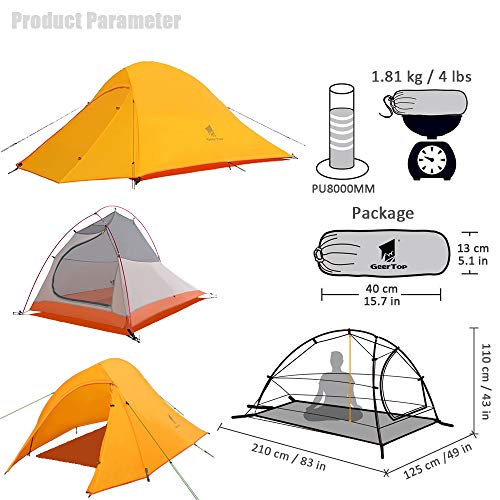 백패킹 캠핑 텐트 초경량 2인용 더블 텐트 캠핑 텐트 트레킹 야외 축제용