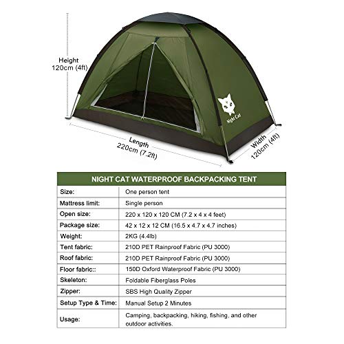 백패킹 1-2인용 배낭 텐트 성인용 경량 방수 캠핑 하이킹 텐트 쉬운 설치