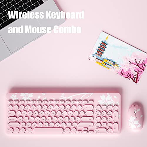 레트로 게이밍 키보드 미국 마이트릭스 귀여운 사쿠라 핑크 무선 마우스 콤보 타이프라이터 키-614911