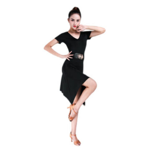 댄스스포츠 라틴댄스 연습복 여성 댄스 브이넥 원피스