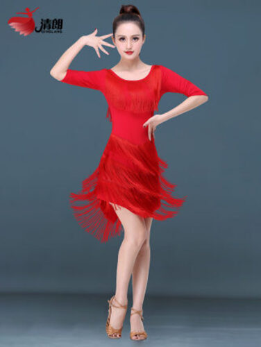 댄스스포츠 라틴 댄스 의상 여성 원피스 태슬 모던 댄스 댄스