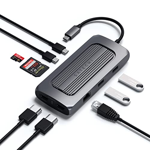 사테치 USB-C 멀티포트 MX 어댑터 – 듀얼 4K HDMI, USB-CPD 충전 미국 멀티포트-622608