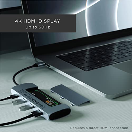 사테치 USB-C 하이브리드 멀티포트 어댑터 – M.2 SATA SSD, 4K HDMI 60Hz, USB-CPD 미국 멀티포트-622594