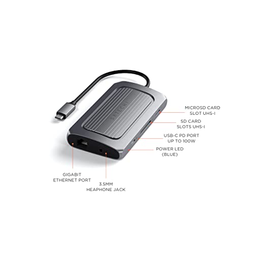 사테치 USB4 멀티포트 어댑터 - USB-CPD 충전, 기가비트 이더넷 미국 멀티포트-622576