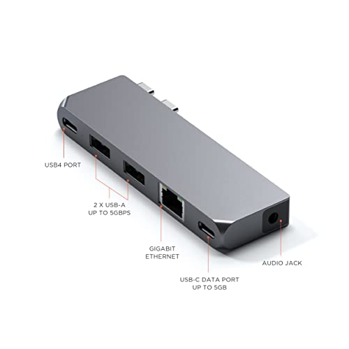 사테치 Type-C Pro 허브 미니 어댑터 – USB4, USB-A 3.0 데이터, 기가비트 이더넷 미국 멀티포트-622593