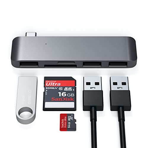 사테치 알루미늄 타입-C USB 3.0 3-in-1 콤보 허브 어댑터 - 3개의 USB 3.0 포트 및 마이크로/SD 카드 리더 호환 미국 멀티포트-622681