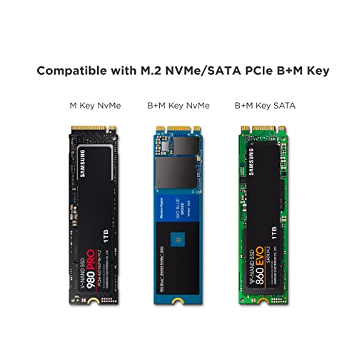 사테치 M.2 PCIE NVME 및 SATA SSD를 위한 USB-C 알루미늄 공구가 필요 없는 인클로저 미국 멀티포트-622698