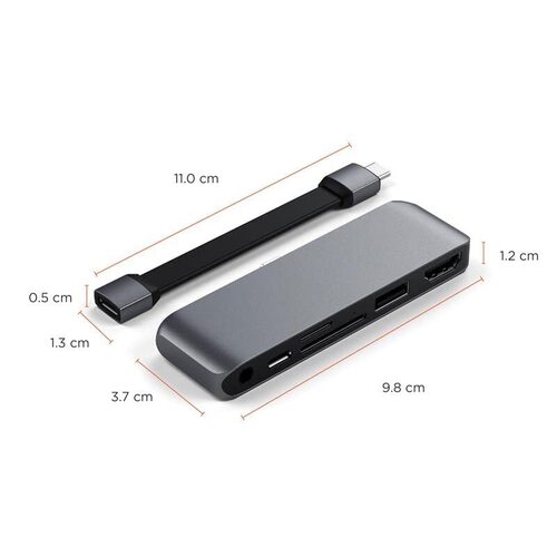 사테치 USB-CPD 충전 기능이 있는 Aluminum USB-C Mobile Pro SD 어댑터 미국 멀티포트-622662
