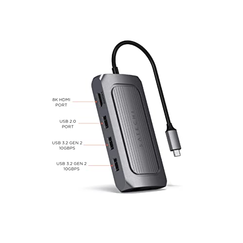 사테치 USB4 멀티포트 어댑터 - USB-CPD 충전, 기가비트 이더넷 미국 멀티포트-622576