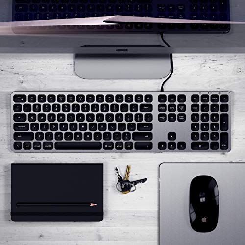 사테치 숫자 키패드가 있는 알루미늄 USB 유선 키보드 - iMac Pro, iMac 미국 멀티포트-622619