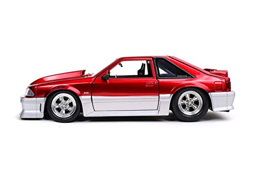 자동차 모형 미국 Jada Toys Bigtime Muscle 1:24 1989 Ford Mustang GT 레드 실버-623343
