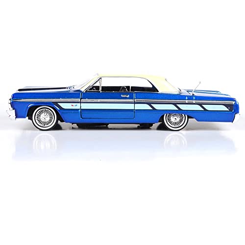 자동차 모형 미국 1964 쉐비 임팔라 로우라이더 하드탑 캔디 블루 메탈릭 위드 크림탑 로우 시리즈 1/24 모델 모토맥스-623349
