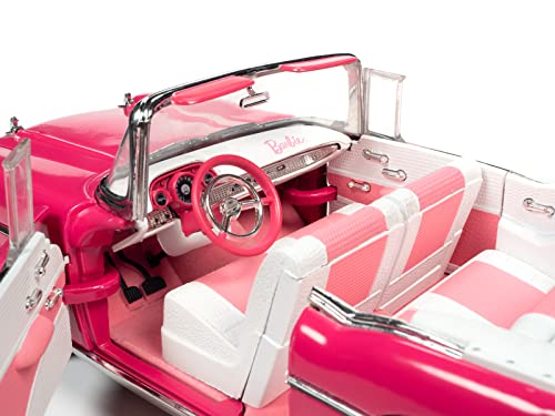 자동차 모형 미국 오토월드 바비 1957 쉐비벨 에어 컨버터블 핑크 1:18 스케일 -623398