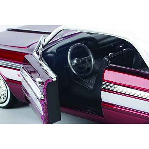 자동차 모형 미국 1964 쉐비 임팔라 로우라이더 하드 탑 캔디 레드 메탈릭 화이트 탑 겟 로우 시리즈 1/24-623271