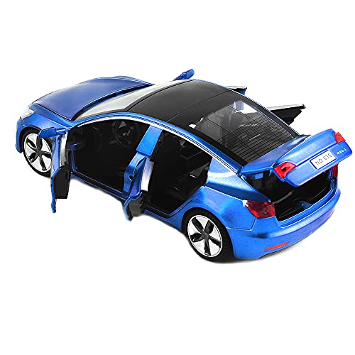 자동차 모형 미국  모델 3 모델, 아연 합금 시뮬레이션 주조 테슬라 모델 풀백 1:32 스케일 파란색-623430