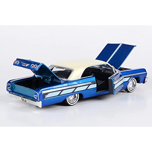 자동차 모형 미국 1964 쉐비 임팔라 로우라이더 하드탑 캔디 블루 메탈릭 위드 크림탑 로우 시리즈 1/24 모델 모토맥스-623349