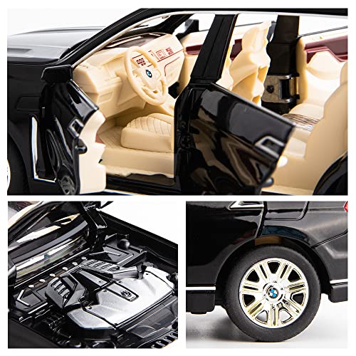 자동차 모형 미국 WAKAAC 1/24 BMW X7 모델 , 아연 합금 , 및 소 수집 가능한 소리와 빛이 있는 블랙-623361
