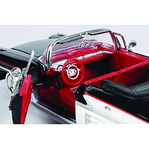 자동차 모형 미국 1958 쉐비 임팔라 컨버터블 로우라이더 블랙 앤 화이트 인테리어 겟 로우 시리즈 1/24 모델 바이 모터맥스 79025-623373