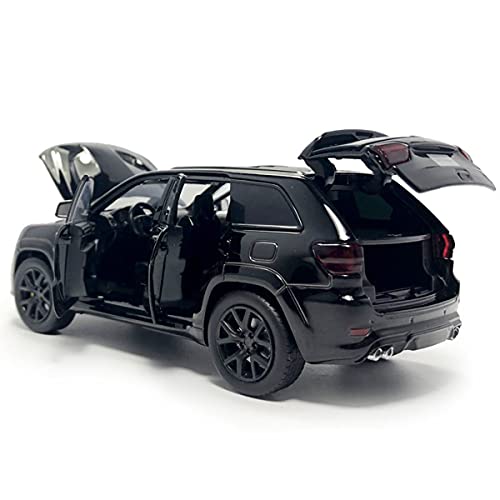 자동차 모형 미국 그랜드 체로키 트랙호크 모델 1/32 스케일 SUV 오프로드 금속 아연 합금 주물, 가벼운 소리, 4도어 개방 블랙-623415