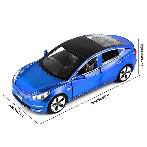 자동차 모형 미국  모델 3 모델, 아연 합금 시뮬레이션 주조 테슬라 모델 풀백 1:32 스케일 파란색-623430