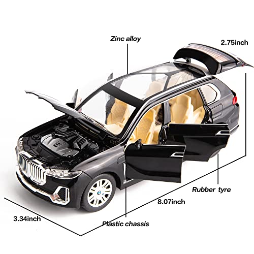 자동차 모형 미국 WAKAAC 1/24 BMW X7 모델 , 아연 합금 , 및 소 수집 가능한 소리와 빛이 있는 블랙-623361
