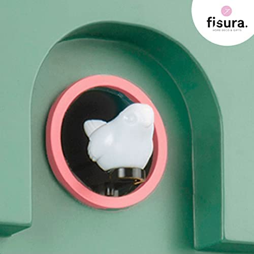 모던 벽시계 독일 Fisura - 뻐꾸기 시계 민트 핑크와 화이트 벽시계 블랙 포레스트