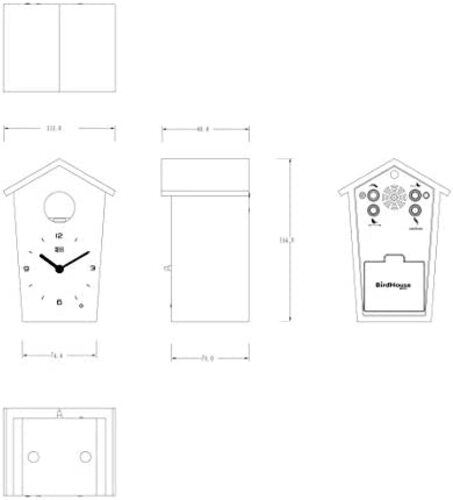 모던 벽시계 독일 KOOKOO Mini White 디자인 뻐꾸기 시계 12개의 새소리 뻐꾸기
