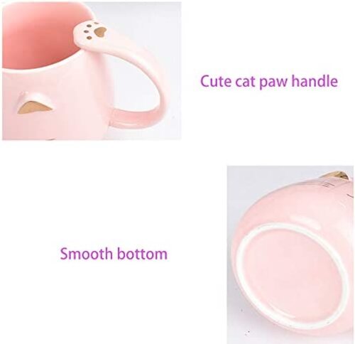 고양이 머그 미국  핑크 세라믹 스푼포함-627584