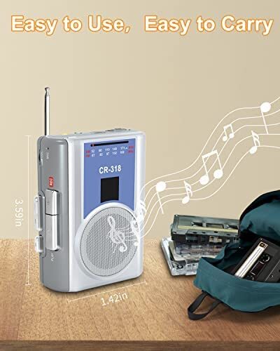 레트로 빈티지 미국 플레이어 AM FM이 포함된 워크맨 카세트 레코더, 이어폰 잭이 포함된 휴대용 카세트-627963