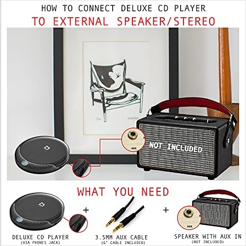 레트로 빈티지 미국 플레이어 60초 안티 스킵이 있는 디럭스 제품 CD 휴대용, 스테레오 이어버드-628001