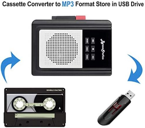 레트로 빈티지 미국 플레이어 바이런 통계 휴대용 카세트, 워크맨 USB 플래시를 통해 MP3 WAV로 변환, 내장 마이크-627994