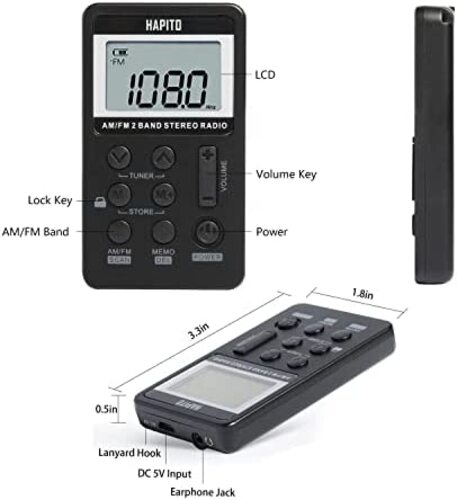 레트로 빈티지 미국 플레이어 최상의 수신을 제공하는 포켓 AM FM 라디오 휴대용 디지털 튜닝 워크맨 라디오-627991