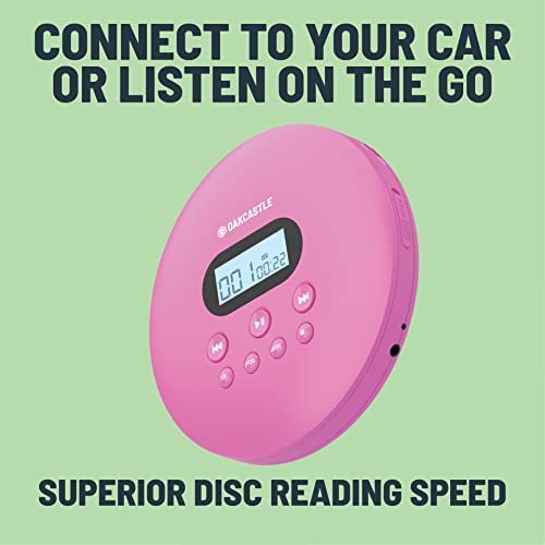 레트로 빈티지 미국 플레이어 오크캐슬 CD100 충전식 블루투스 CD, 12시간 휴대용, 헤드폰 포함, AUX 출력-628038