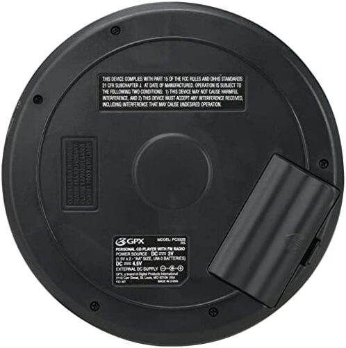 레트로 빈티지 미국 플레이어 안티스킵 보호 기능이 있는 GPX PC332B 휴대용 CD, FM 라디오 및 스테레오 이어버드 - 블랙-627980