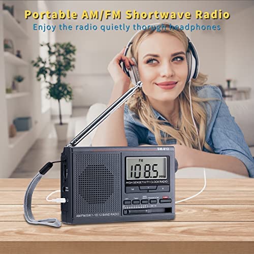 레트로 빈티지 미국 플레이어 휴대용 AM FM SW 12밴드 단파 라디오, 소형 워크맨 디지털 라디오-628103