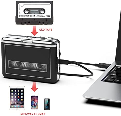레트로 빈티지 미국 플레이어 Rybozen 카세트 컨버터, MP3 레코더에 콤팩트 워크맨 테이프, 새로운 업그레이드 편리한 소프트웨어(AudioLAVA)-628042