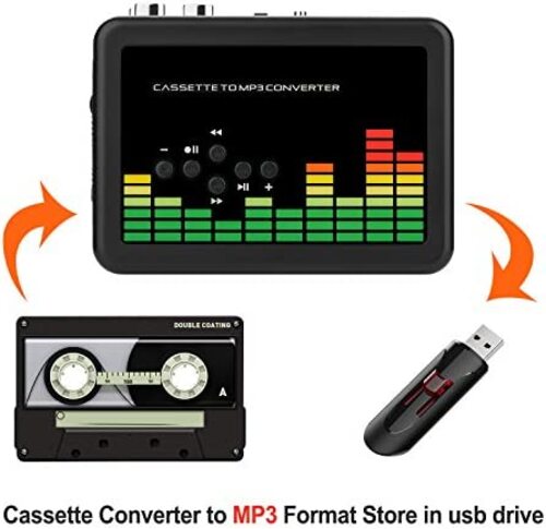 레트로 빈티지 미국 플레이어 USB 카세트-MP3 변환기, 이어폰이 있는 휴대용 워크맨 카세트 오디오 음악-628013