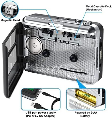 레트로 빈티지 미국 플레이어 DIGITAGENOW USB 카세트, 휴대용 워크맨 스테레오 테이프-MP3 변환기-627978