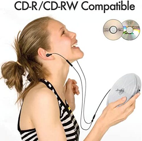 레트로 빈티지 미국 플레이어 ByronStatics 휴대용 디스크, 개인용 워크맨 음악 CD 미끄럼 방지 충격 방지, 휴대용 및 경량-627977