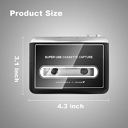 레트로 빈티지 미국 플레이어 스피커 휴대용 카세트 테이프-MP3 변환기 포함 - USB를 통해 테이프를 디지털 형식으로 변환-628048