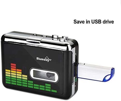 레트로 빈티지 미국 플레이어 카세트-MP3 변환기, BlumWay 휴대용 카세트 레코더, 이어폰이 있는 오디오 음악 카세트-628027
