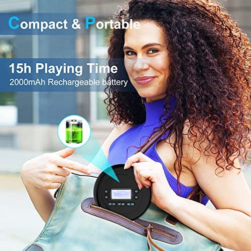 레트로 빈티지 미국 플레이어 CD 휴대용, 가정용 듀얼 헤드폰 잭이 있는 블루투스 CD, 자동차용 충전식 워크맨 소형-628021