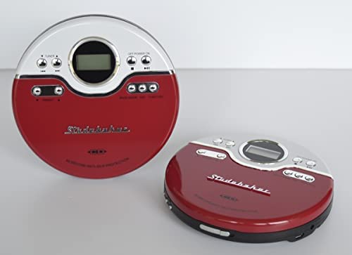 레트로 빈티지 미국 플레이어 FM 라디오가 있는 Studebaker SB3703RB 조그 가능 개인용 CD - 레드,블랙-628049