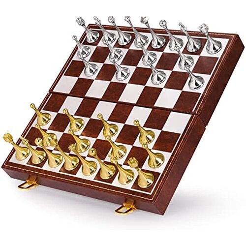 마그네틱 메탈 체스 세트 접이식 보드 장식 퍼즐 게임 체스 고급 chess