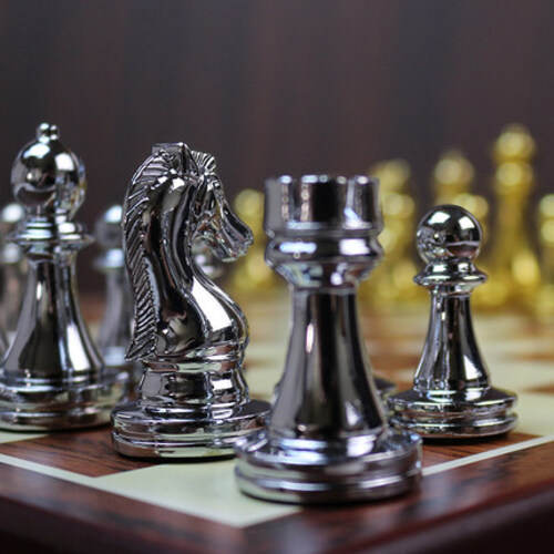 프리미엄 메탈 체스 세트 원목 접이식판 입체알 서양 고급 chess